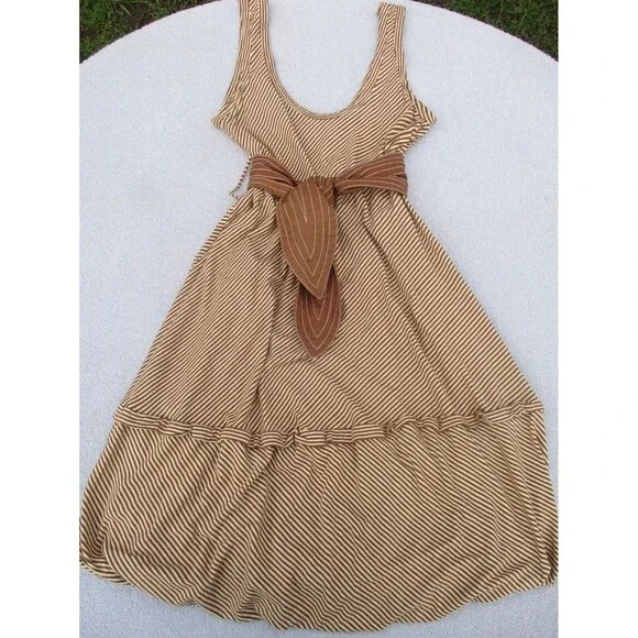 Plenty By Tracy Reese Tank Top Mini Dress Women’s Sm Brown/Cream Striped Bubble - Picture 10 of 15
